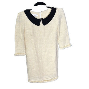 Cais Cream Shift Dress with Peter Pan Collar Dress